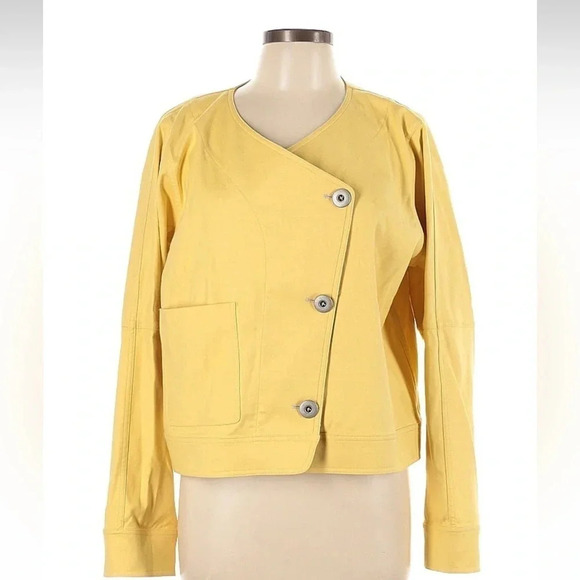W by Worth Yellow & Beige Reversible Jacket Women’s Size L Large - Picture 2 of 9